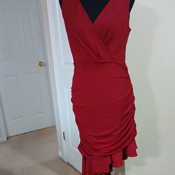 Grace Karin Burgundy High Low Dress - Picture 7 of 9